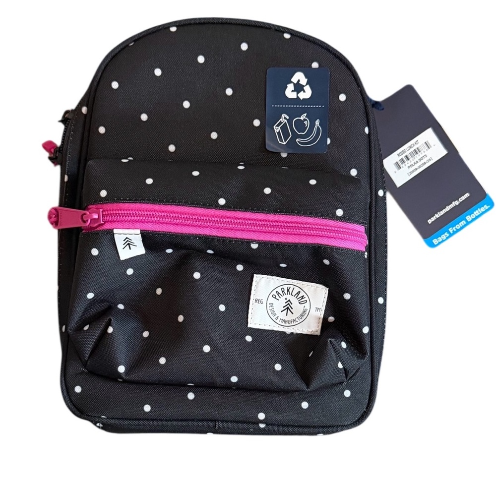 Parkland Black and Pink Polka Dot Lunch Bag